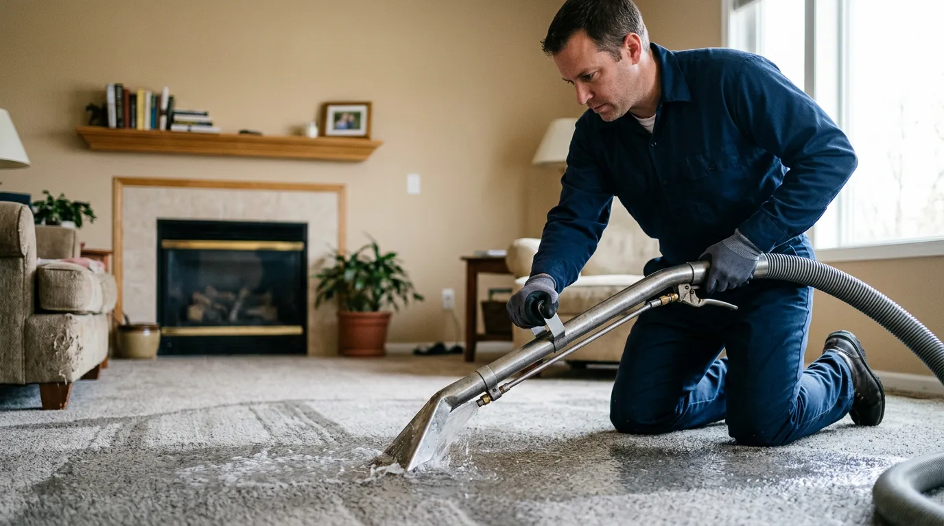 Water damage restoration technician working near Cleburne, TX